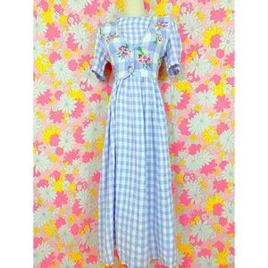 SOLDlavender Gingham Gunne Sax Prairie style dress